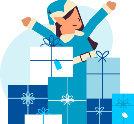 Wichtel mit Geschenk